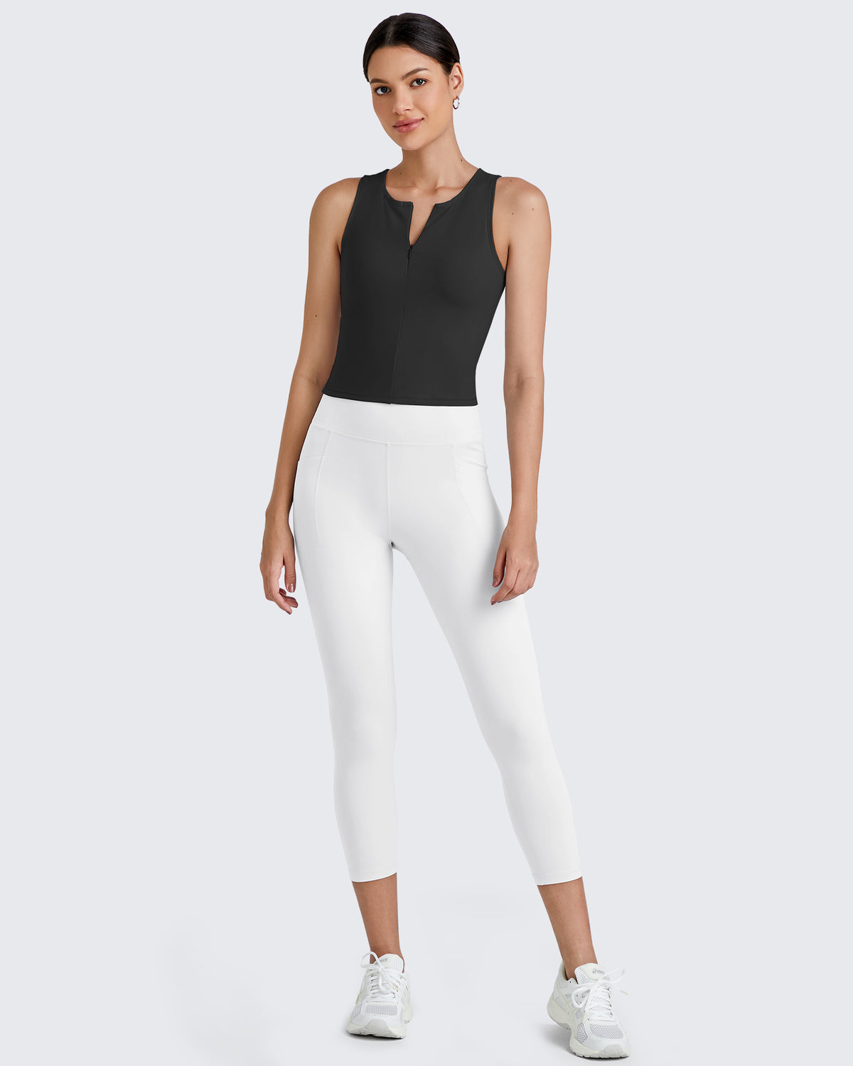 G4Free - BareFeel Half Zip Cropped Workout Tank Tops -GF25L394CA-S