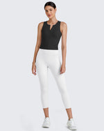 G4Free - BareFeel Half Zip Cropped Workout Tank Tops -GF25L394CA-S