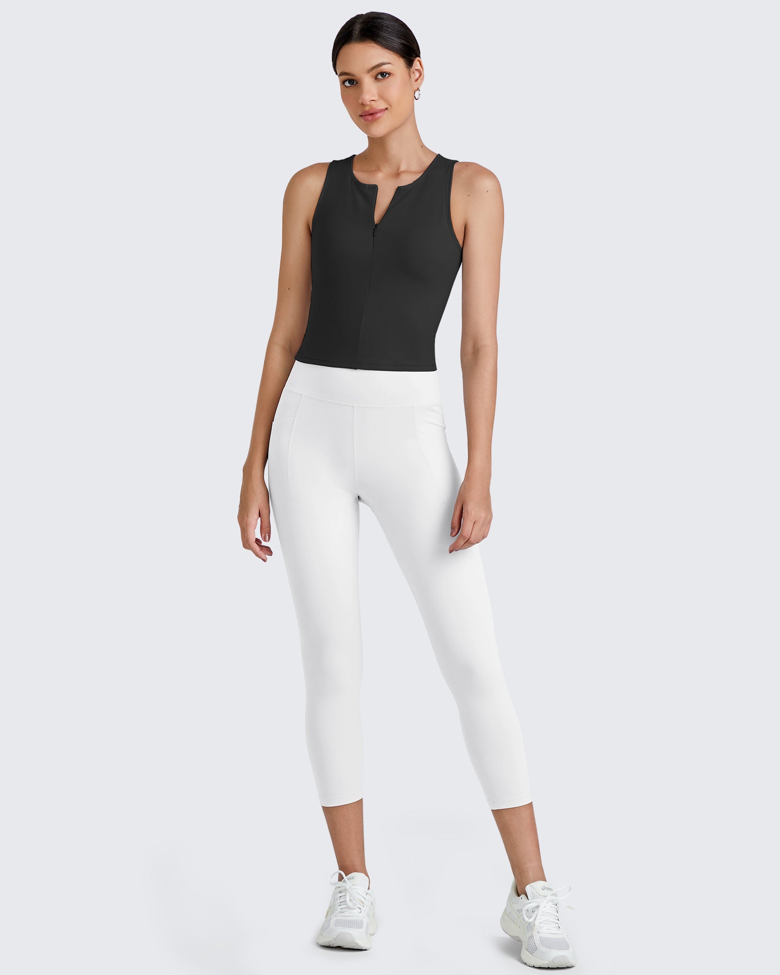 G4Free - BareFeel Half Zip Cropped Workout Tank Tops -GF25L394CA-S