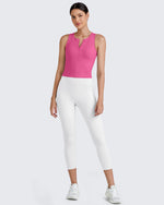 G4Free - BareFeel Half Zip Cropped Workout Tank Tops -GF25L394CA-S