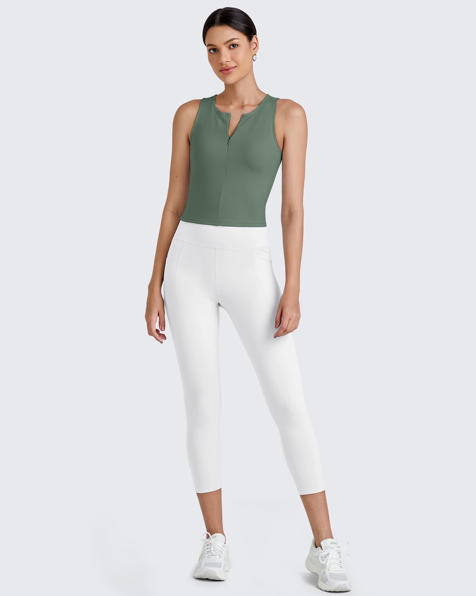 G4Free - BareFeel Half Zip Cropped Workout Tank Tops -GF25L394CA-S