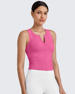 G4Free - BareFeel Half Zip Cropped Workout Tank Tops -GF25L394FA-S