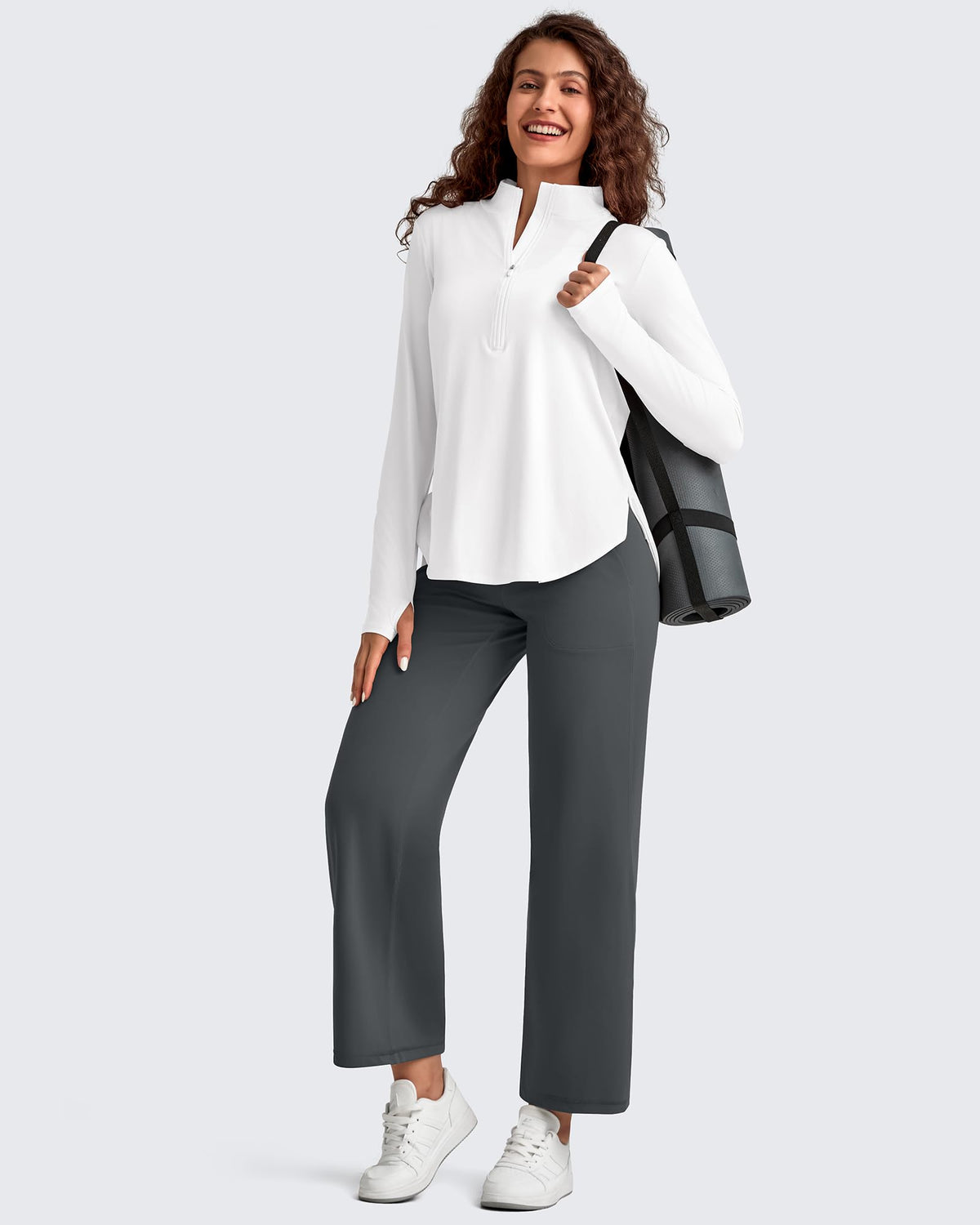 G4Free - BareFeel High Waist Wide Leg Ankle Length Pants -GF25J487AF-XS