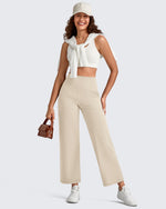 G4Free - BareFeel High Waist Wide Leg Ankle Length Pants -GF25J487AF-XS