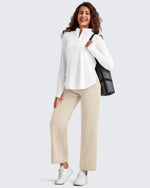 G4Free - BareFeel High Waist Wide Leg Ankle Length Pants -GF25J487AF-XS