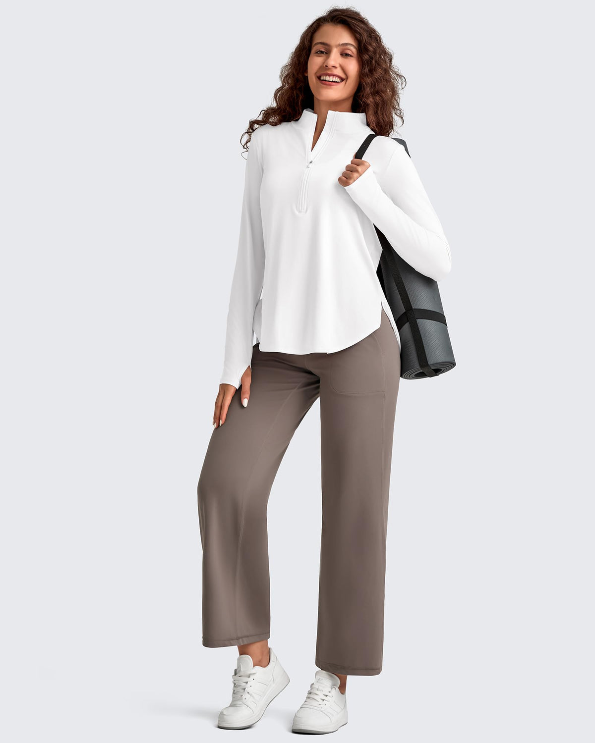 G4Free - BareFeel High Waist Wide Leg Ankle Length Pants -GF25J487AF-XS