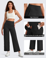 G4Free - BareFeel High Waist Wide Leg Ankle Length Pants -GF25J487AF-XS