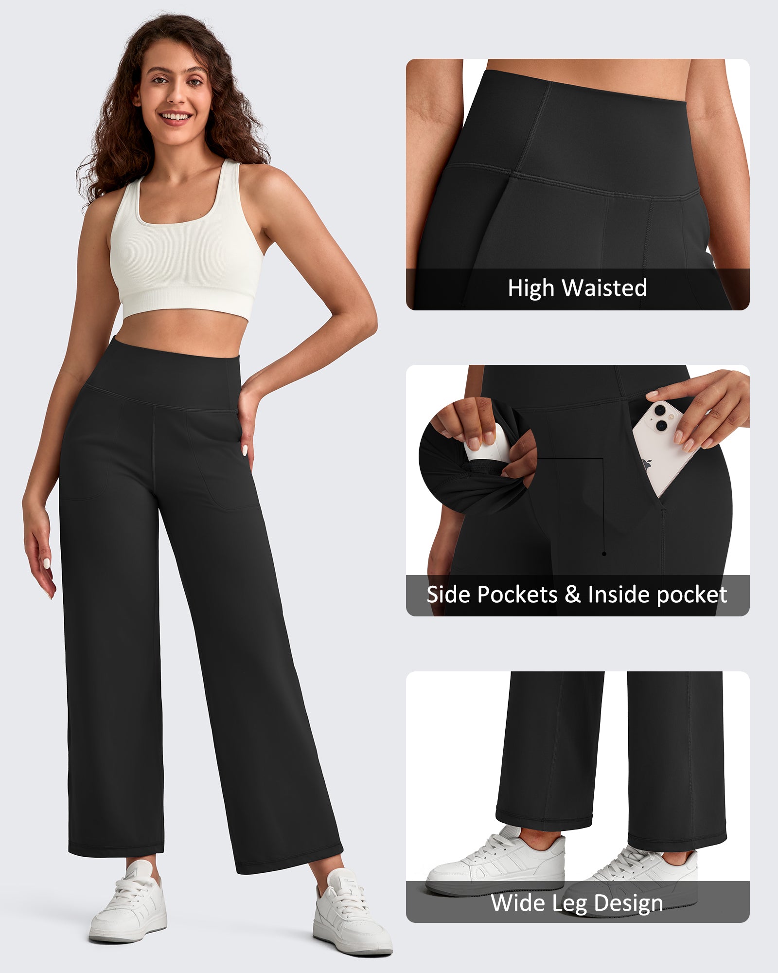 G4Free - BareFeel High Waist Wide Leg Ankle Length Pants -GF25J487AF-XS