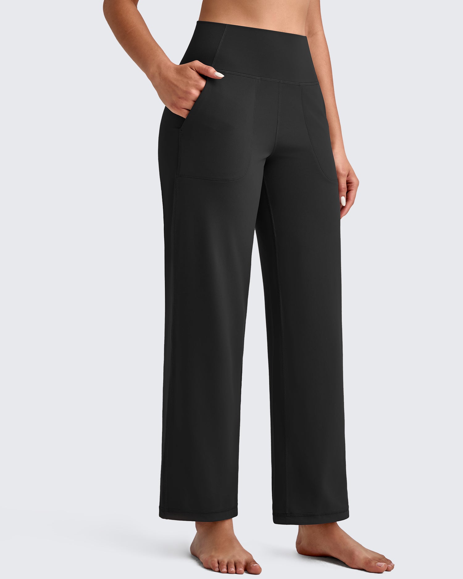 G4Free - BareFeel High Waist Wide Leg Ankle Length Pants -GF25J487AF-XS