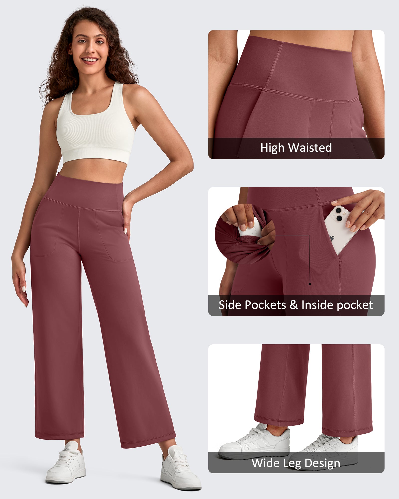 G4Free - BareFeel High Waist Wide Leg Ankle Length Pants -GF25J487AF-XS