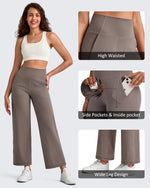G4Free - BareFeel High Waist Wide Leg Ankle Length Pants -GF25J487AF-XS