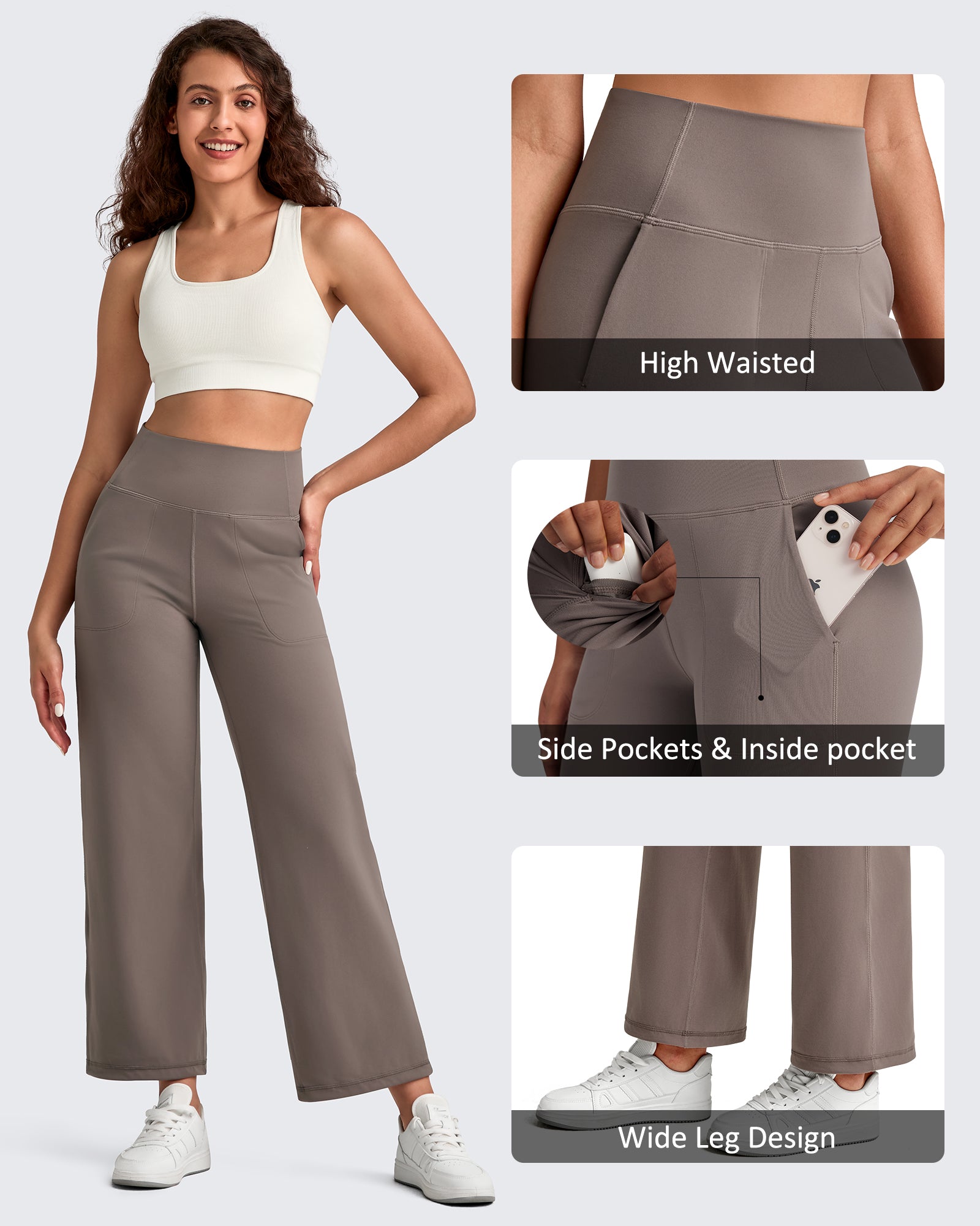 G4Free - BareFeel High Waist Wide Leg Ankle Length Pants -GF25J487AF-XS
