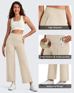 G4Free - BareFeel High Waist Wide Leg Ankle Length Pants -GF25J487AF-XS