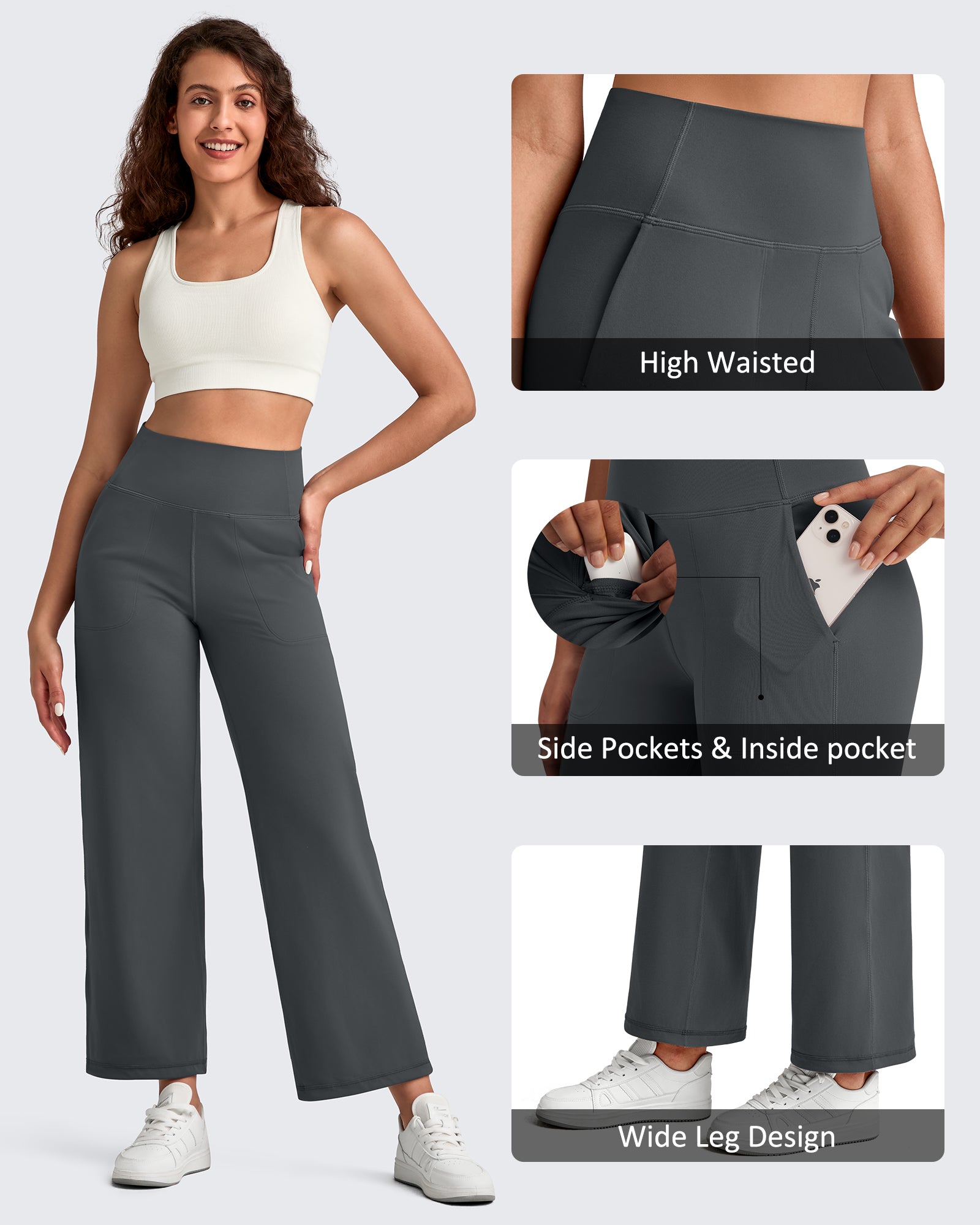 G4Free - BareFeel High Waist Wide Leg Ankle Length Pants -GF25J487AF-XS