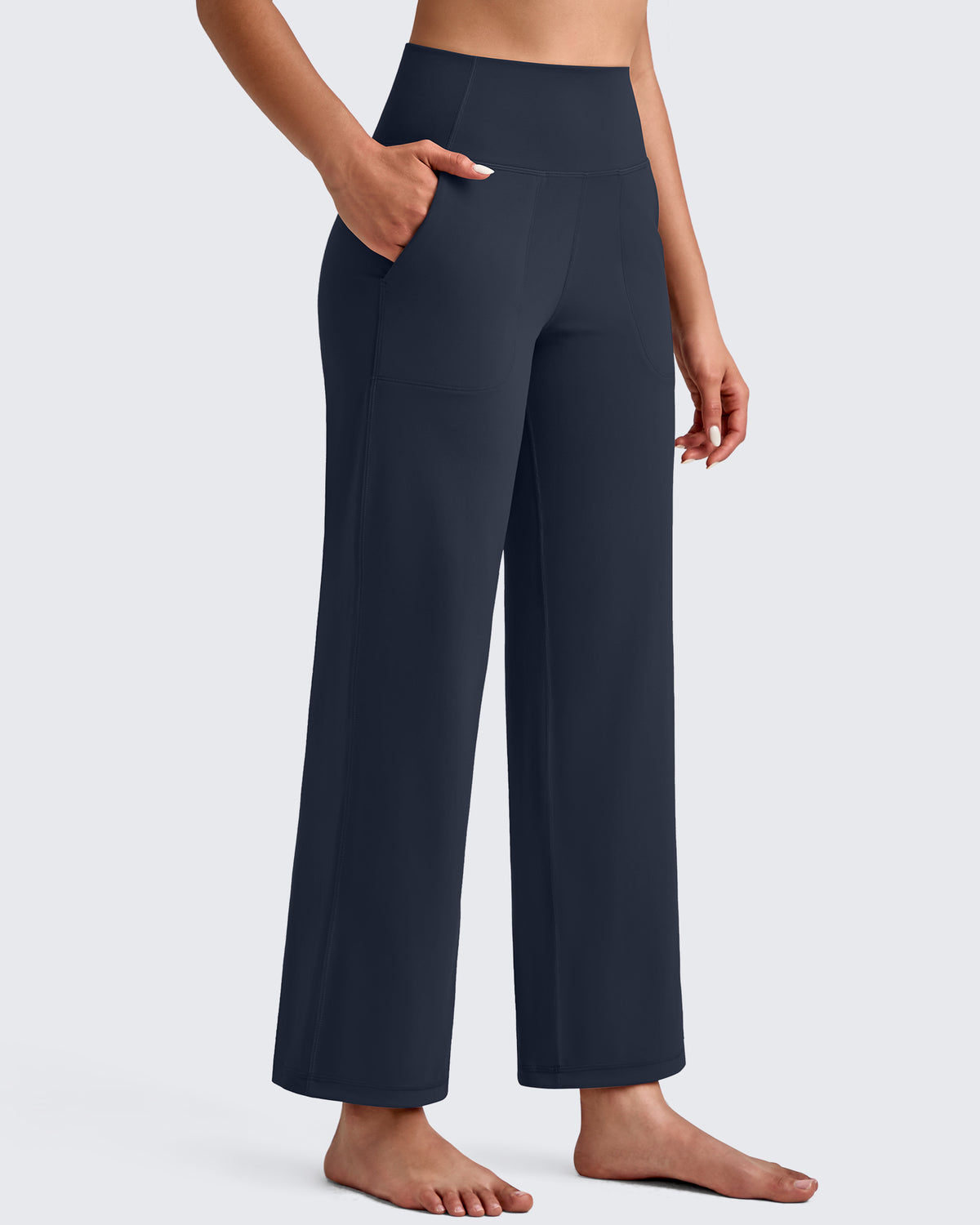 G4Free - BareFeel High Waist Wide Leg Ankle Length Pants -GF25J487AF-XS
