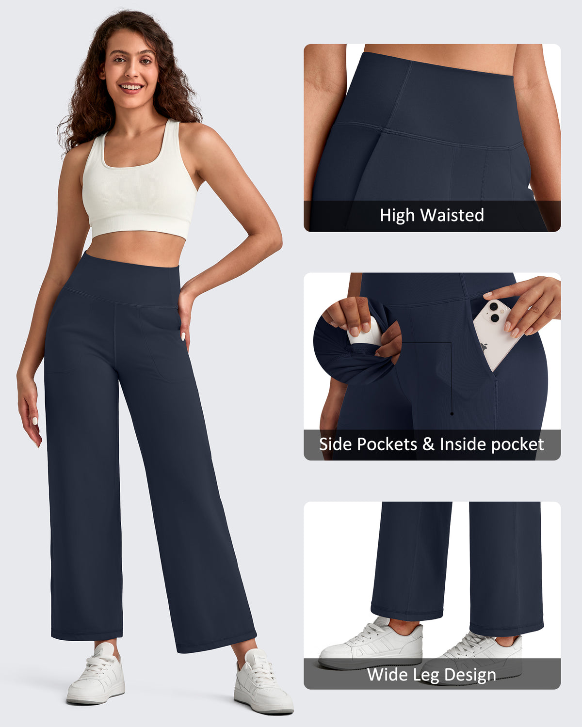 G4Free - BareFeel High Waist Wide Leg Ankle Length Pants -GF25J487AF-XS