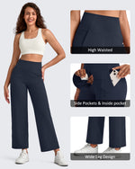 G4Free - BareFeel High Waist Wide Leg Ankle Length Pants -GF25J487AF-XS