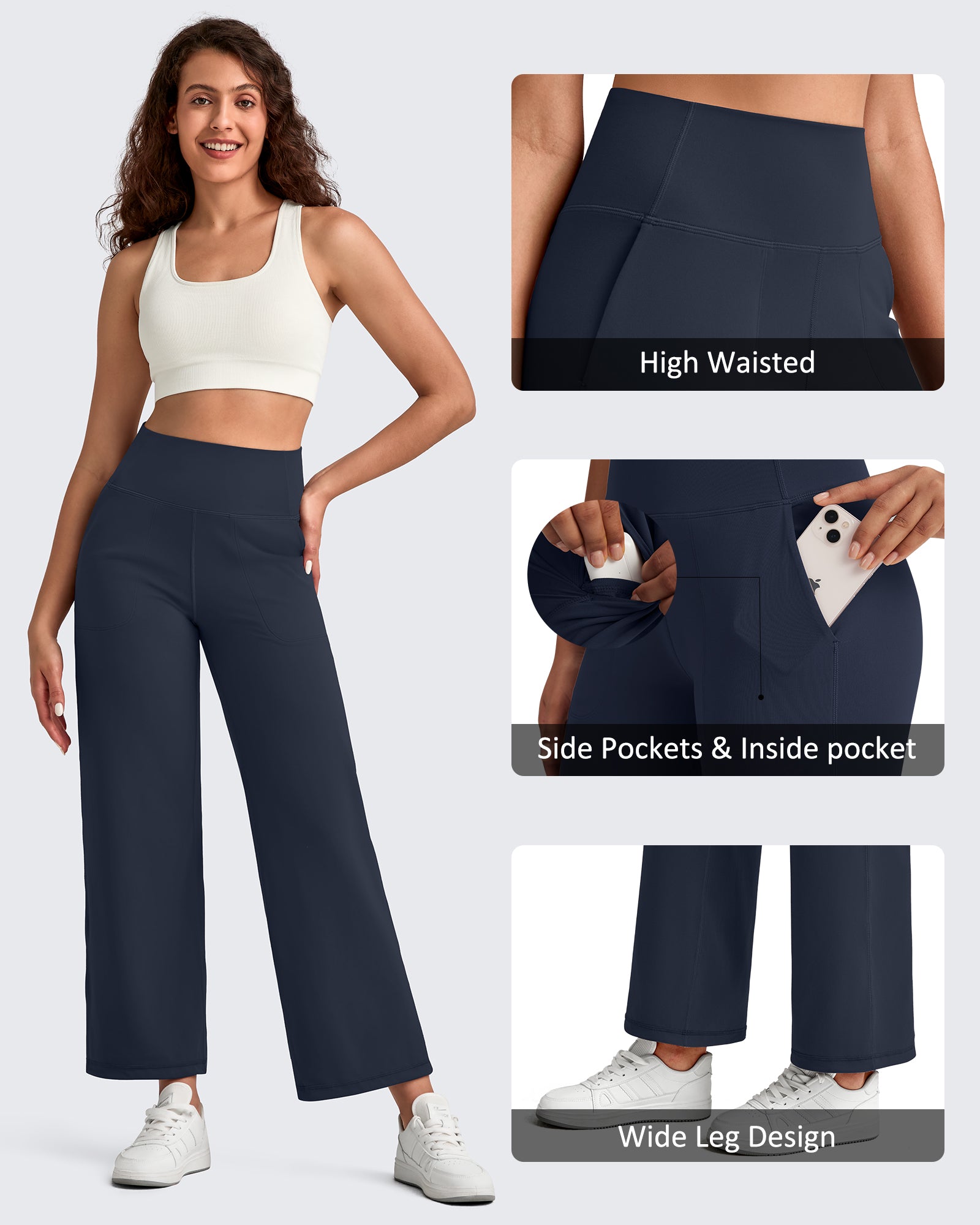 G4Free - BareFeel High Waist Wide Leg Ankle Length Pants -GF25J487AF-XS