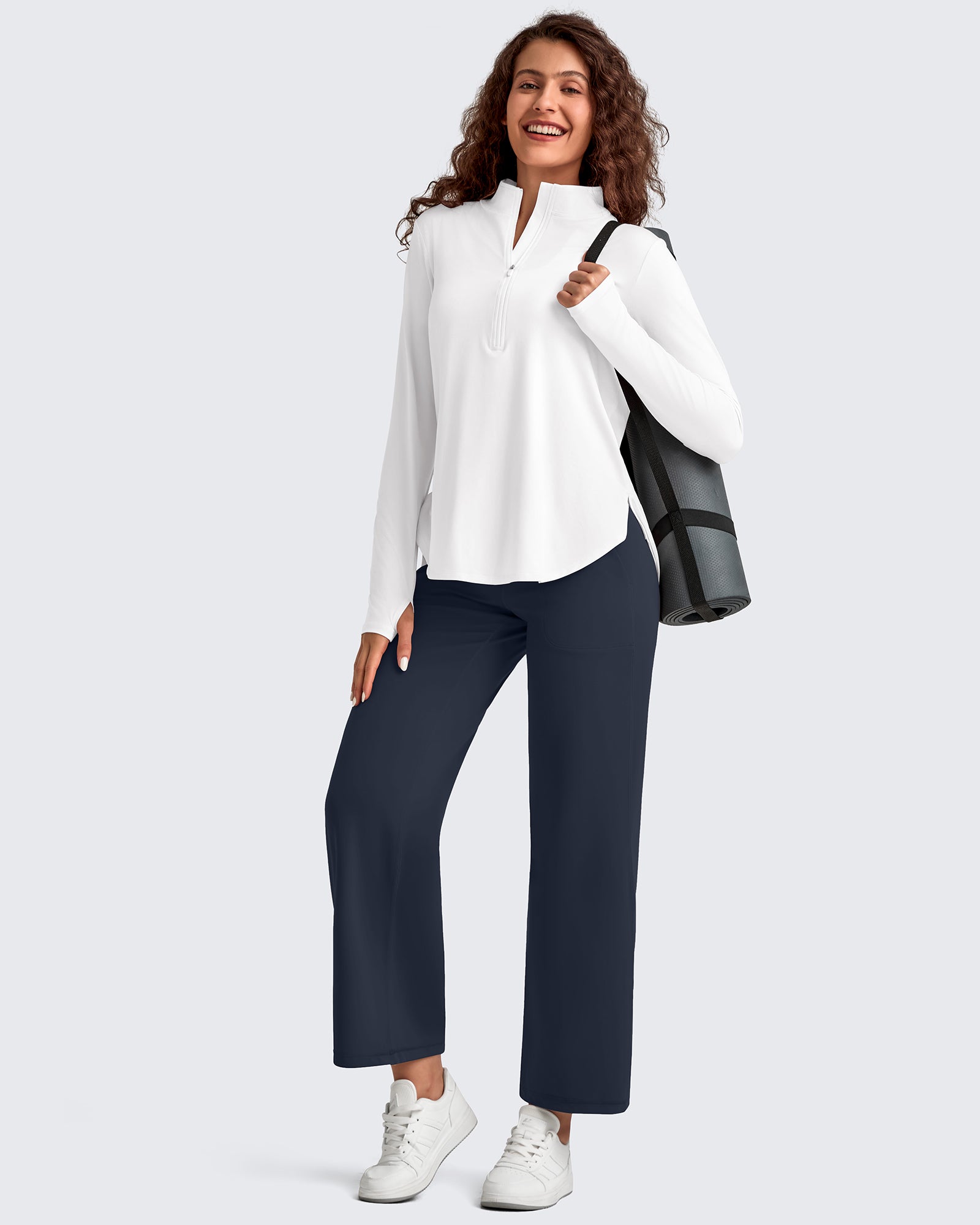 G4Free - BareFeel High Waist Wide Leg Ankle Length Pants -GF25J487AF-XS