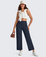 G4Free - BareFeel High Waist Wide Leg Ankle Length Pants -GF25J487AF-XS