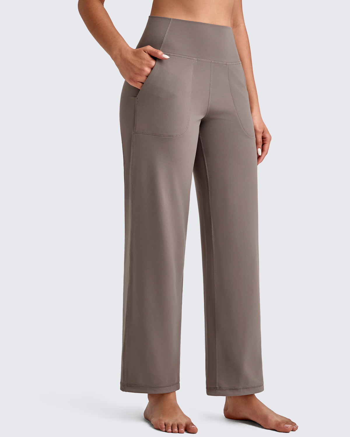 G4Free - BareFeel High Waist Wide Leg Ankle Length Pants -GF25J487CF-XS