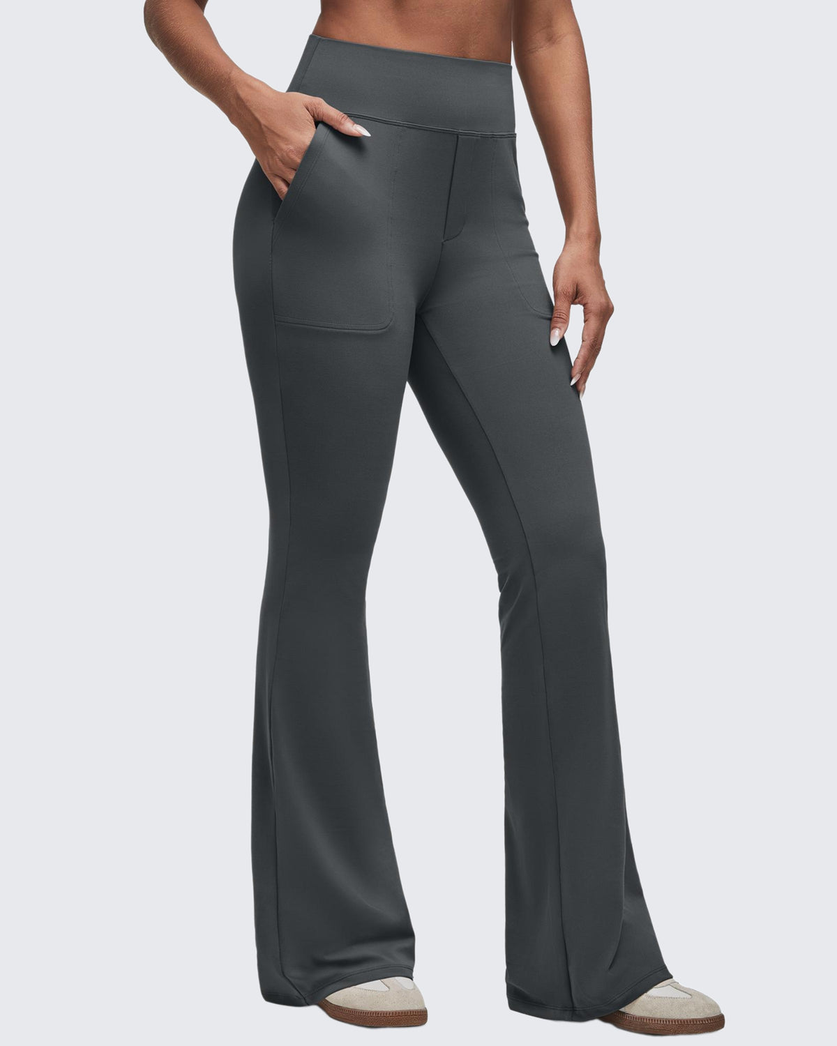 G4Free - BareFeel High Waisted Pockets Flare Dress Pants -GF25A548BF-XS