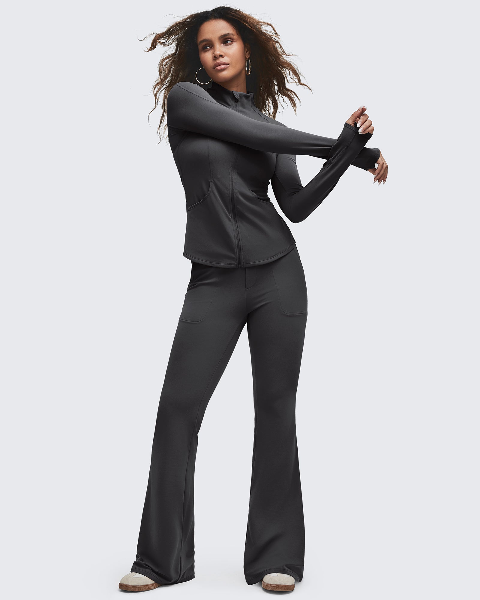 G4Free - BareFeel High Waisted Pockets Flare Dress Pants -GF25A548DF-XS