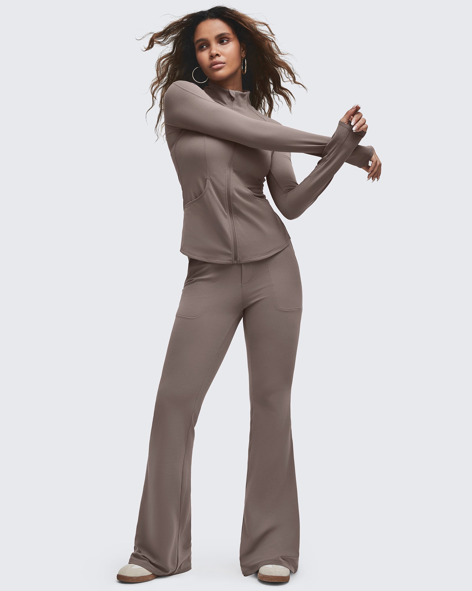 G4Free - BareFeel High Waisted Pockets Flare Dress Pants -GF25A548DF-XS