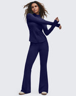 G4Free - BareFeel High Waisted Pockets Flare Dress Pants -GF25A548DF-XS