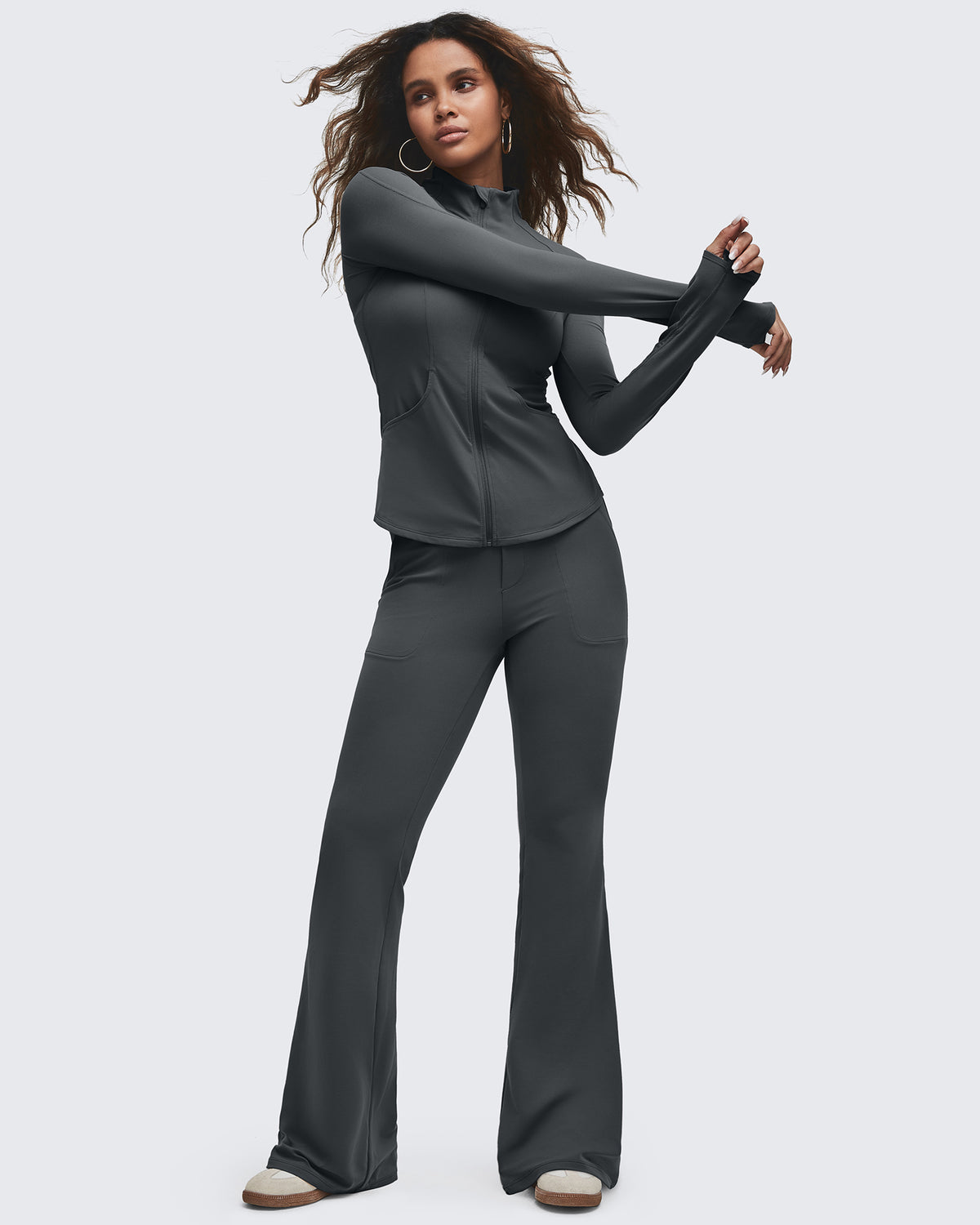 G4Free - BareFeel High Waisted Pockets Flare Dress Pants -GF25A548DF-XS