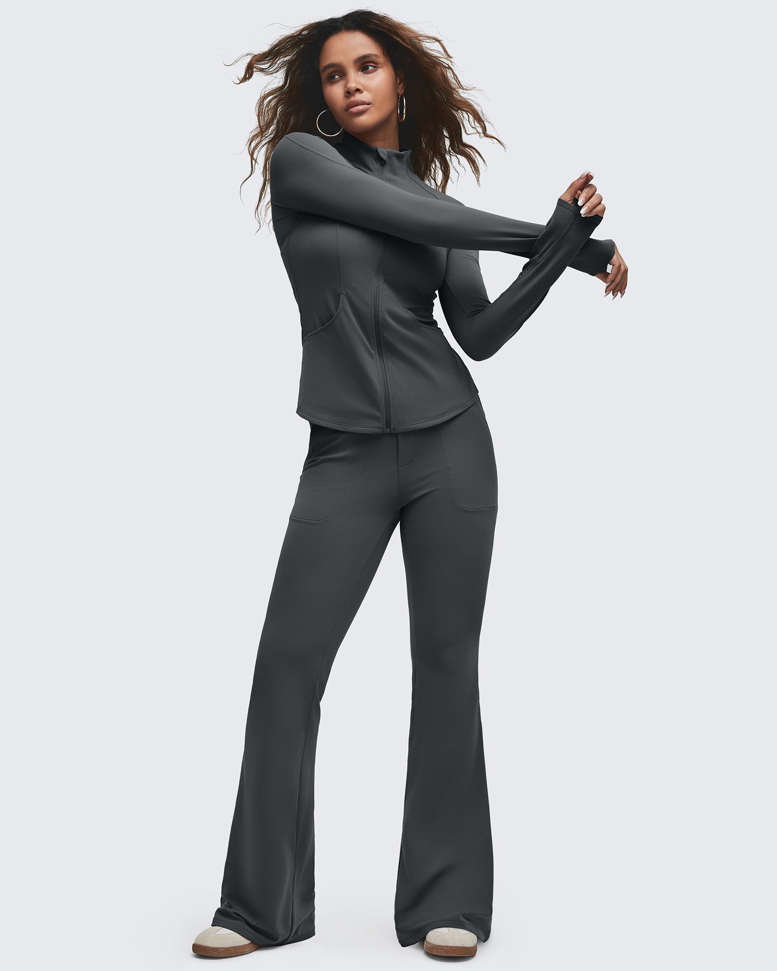 G4Free - BareFeel High Waisted Pockets Flare Dress Pants -GF25A548DF-XS