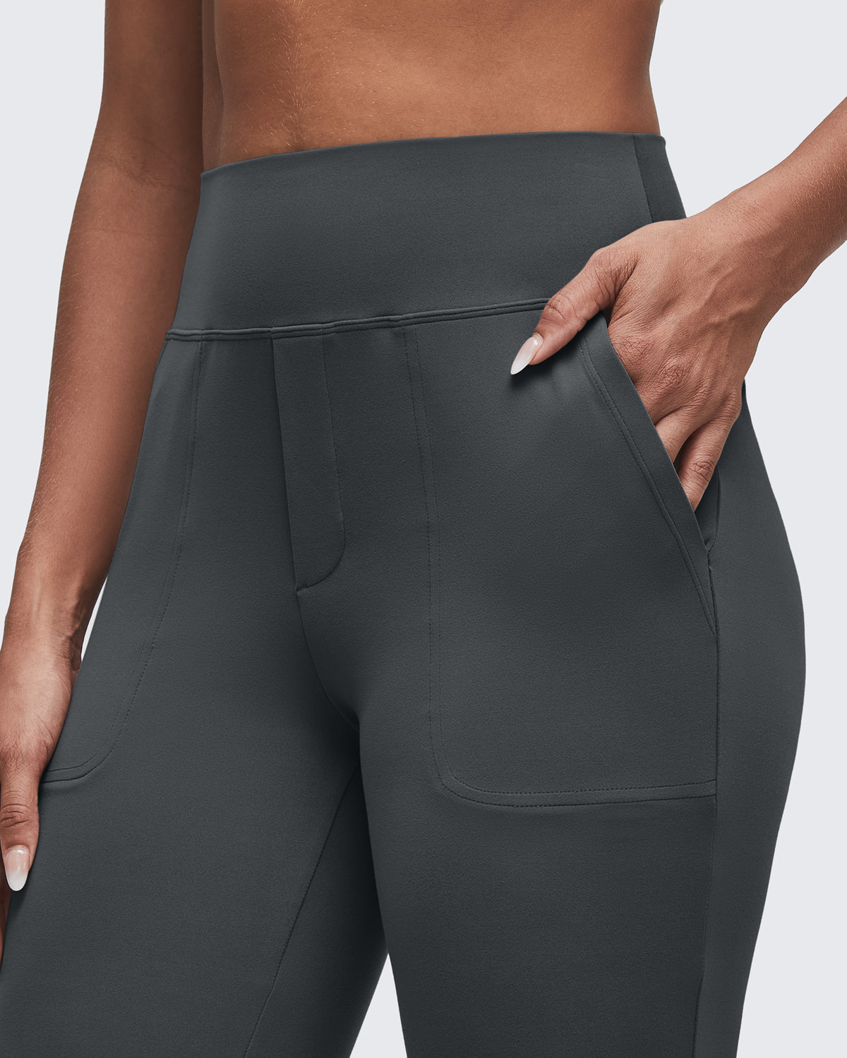 G4Free - BareFeel High Waisted Pockets Flare Dress Pants -GF25A548DF-XS