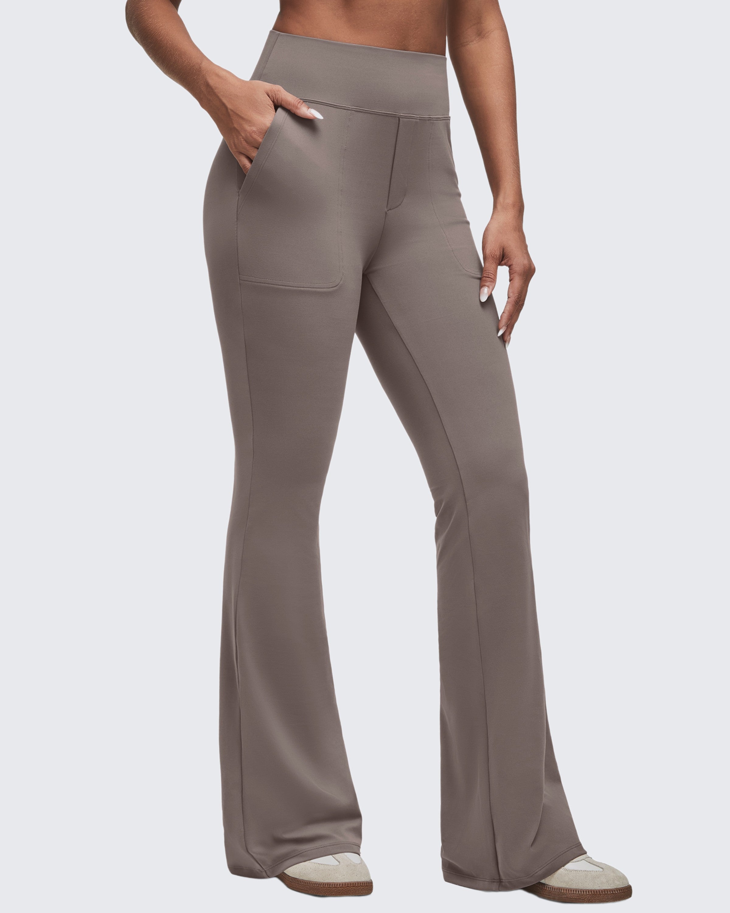 G4Free - BareFeel High Waisted Pockets Flare Dress Pants -GF25A548DF-XS