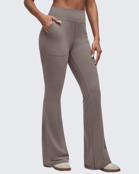 G4Free - BareFeel High Waisted Pockets Flare Dress Pants -GF25A548DF-XS