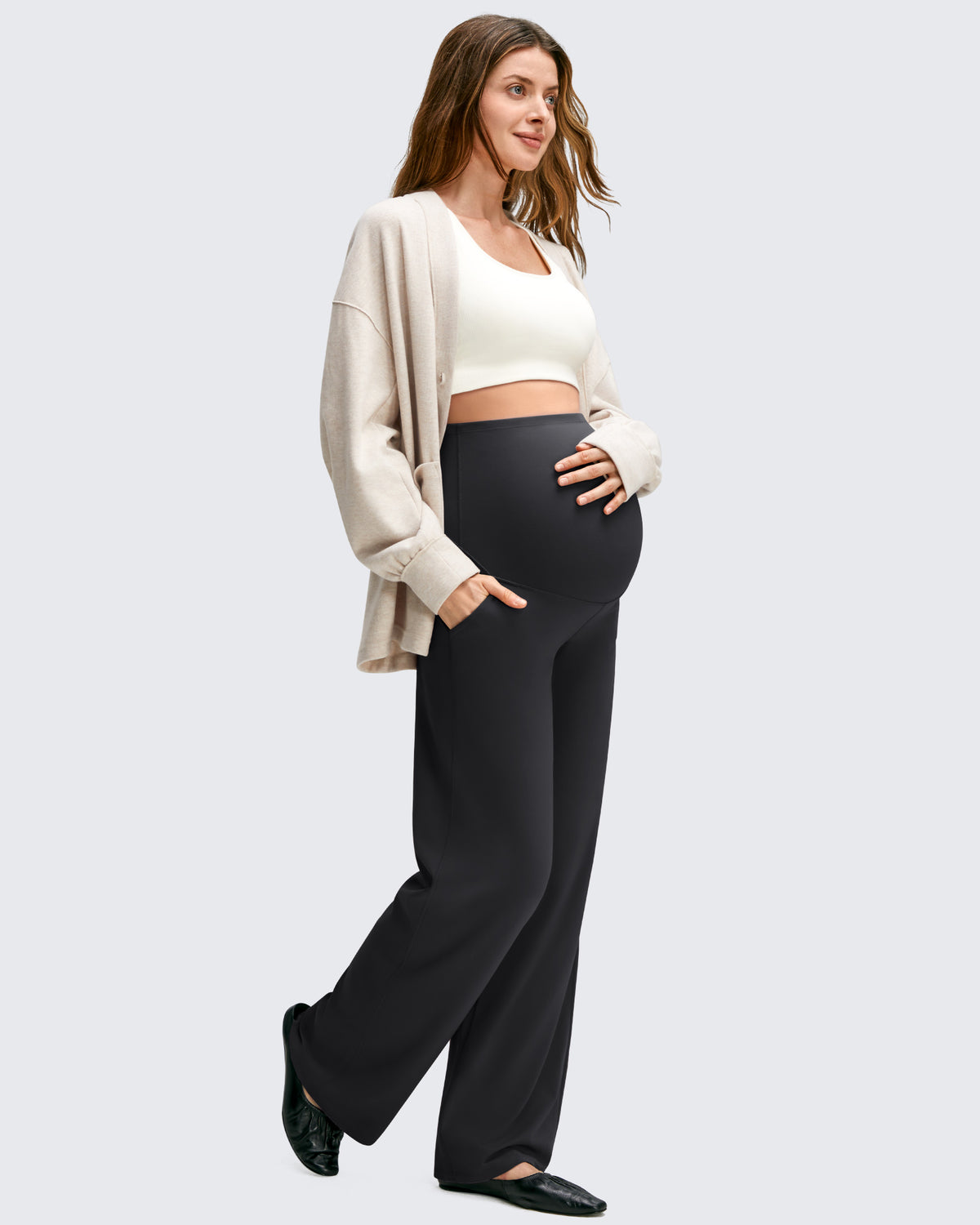 G4Free - BareFeel Maternity Casual Pockets Wide-Leg Pants -GF25JY593AF-XS