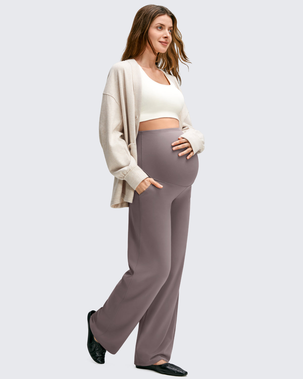 G4Free - BareFeel Maternity Casual Pockets Wide-Leg Pants -GF25JY593AF-XS
