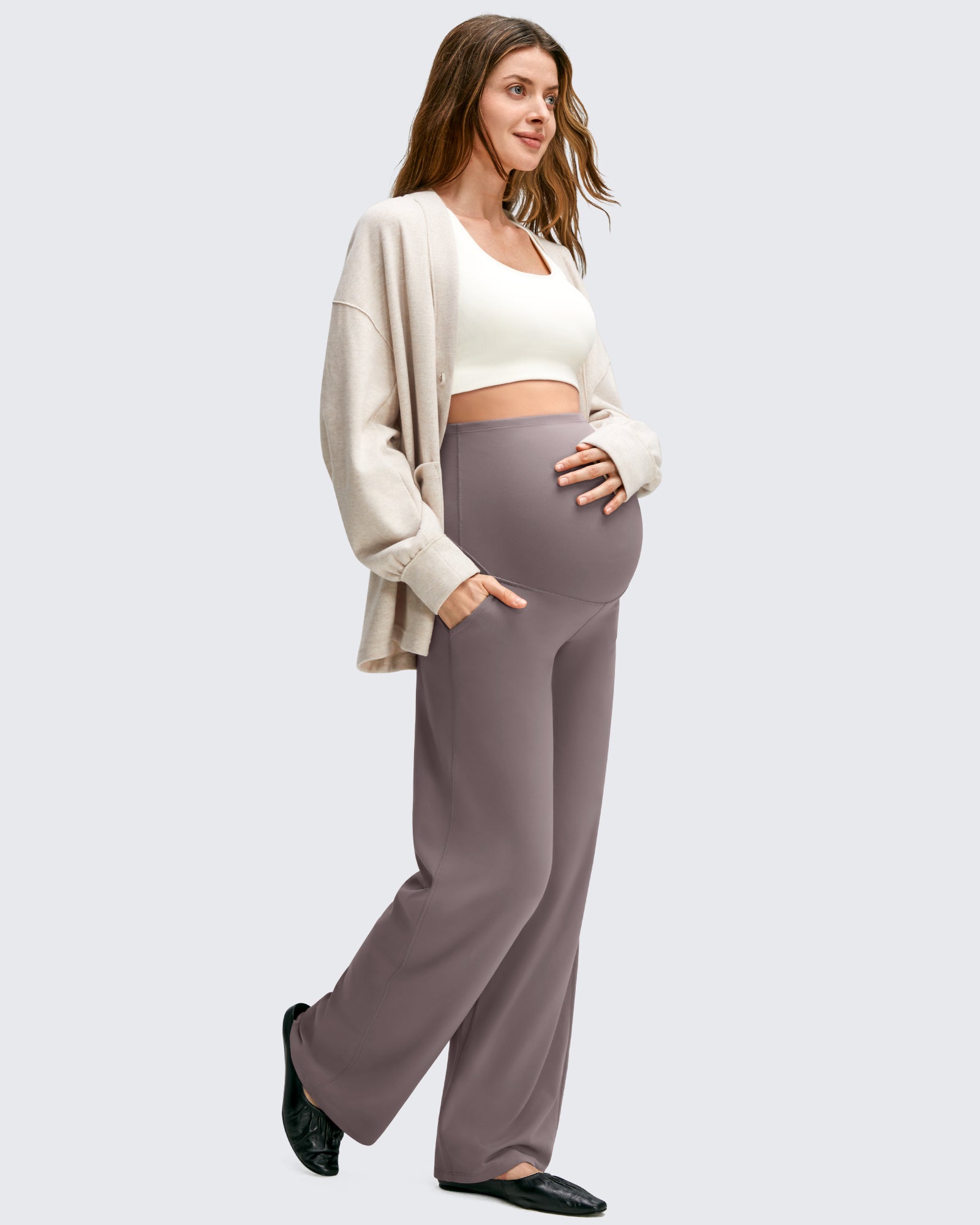 G4Free - BareFeel Maternity Casual Pockets Wide-Leg Pants -GF25JY593AF-XS