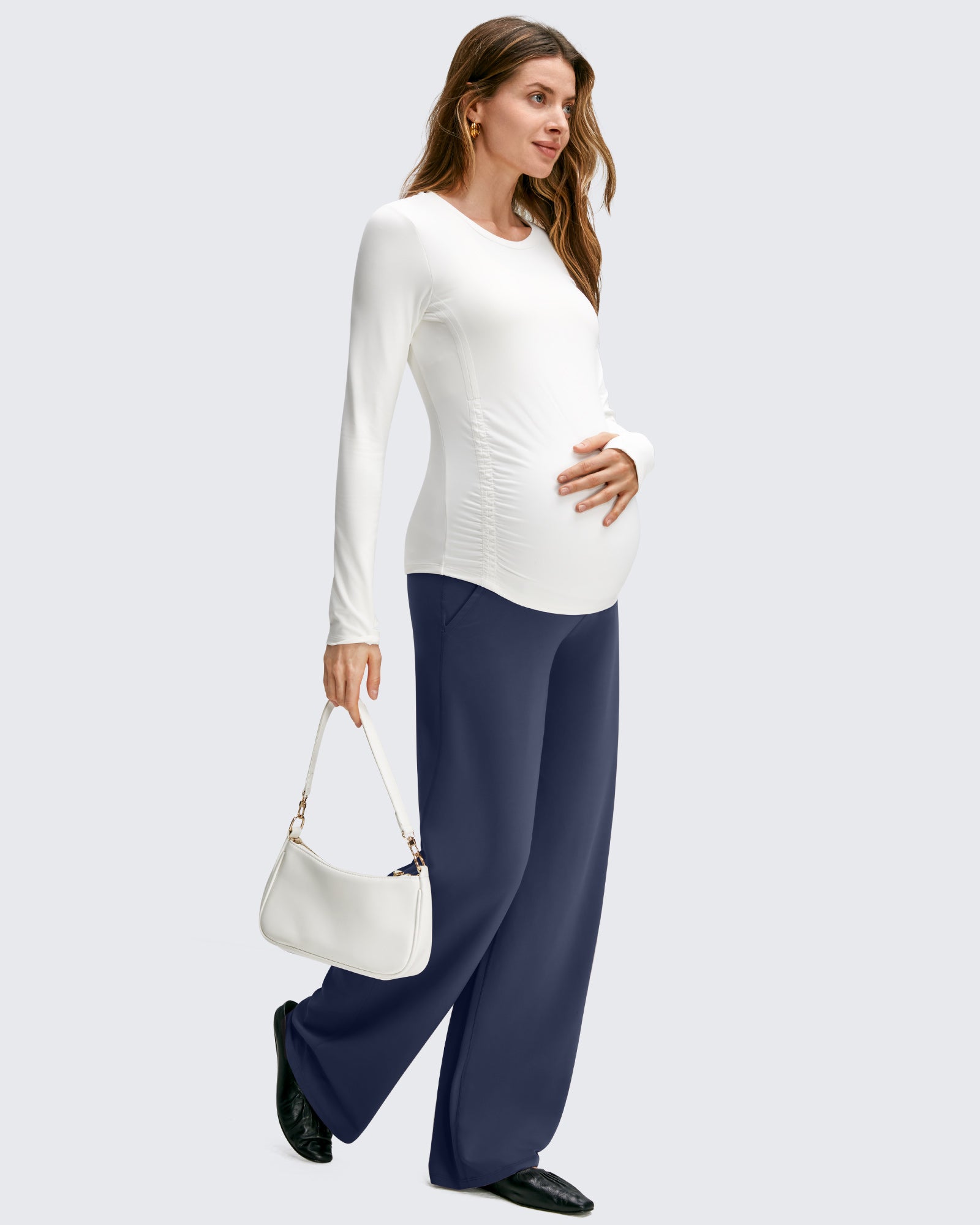 G4Free - BareFeel Maternity Casual Pockets Wide-Leg Pants -GF25JY593AF-XS
