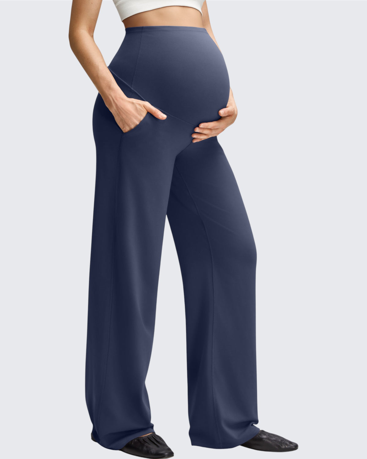 G4Free - BareFeel Maternity Casual Pockets Wide-Leg Pants -GF25JY593AF-XS