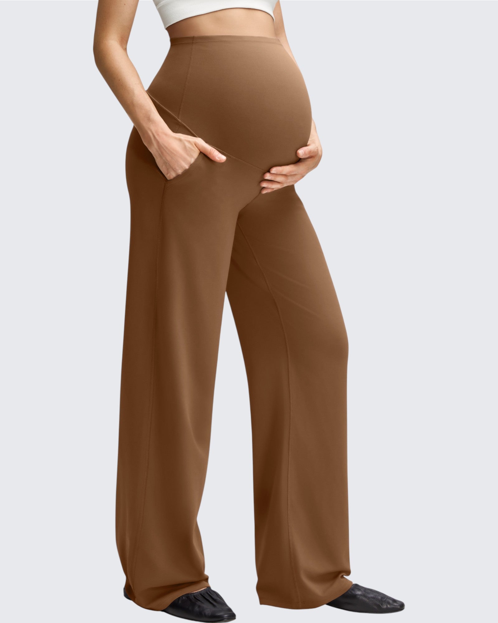 G4Free - BareFeel Maternity Casual Pockets Wide-Leg Pants -GF25JY593AF-XS