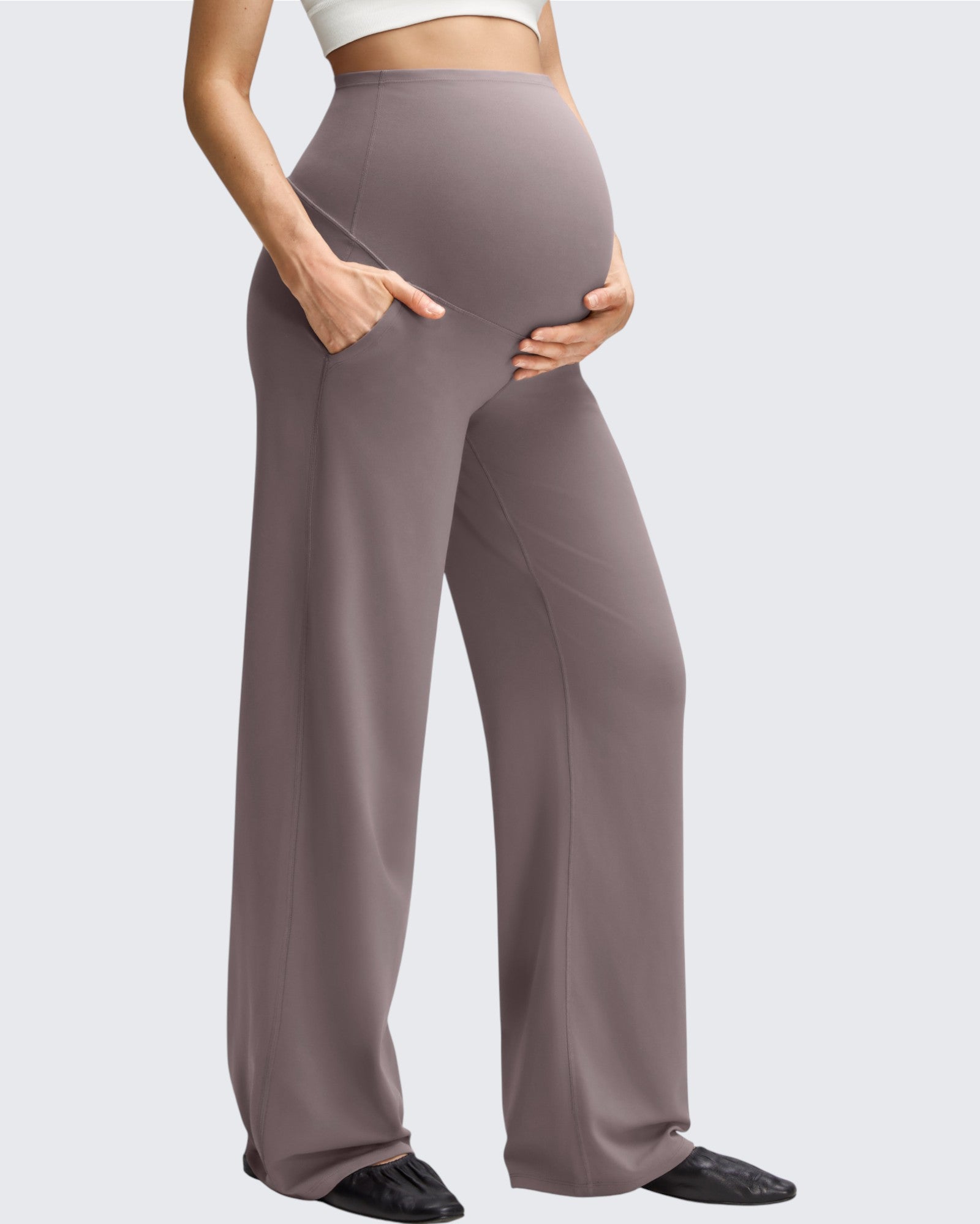 G4Free - BareFeel Maternity Casual Pockets Wide-Leg Pants -GF25JY593CF-XS