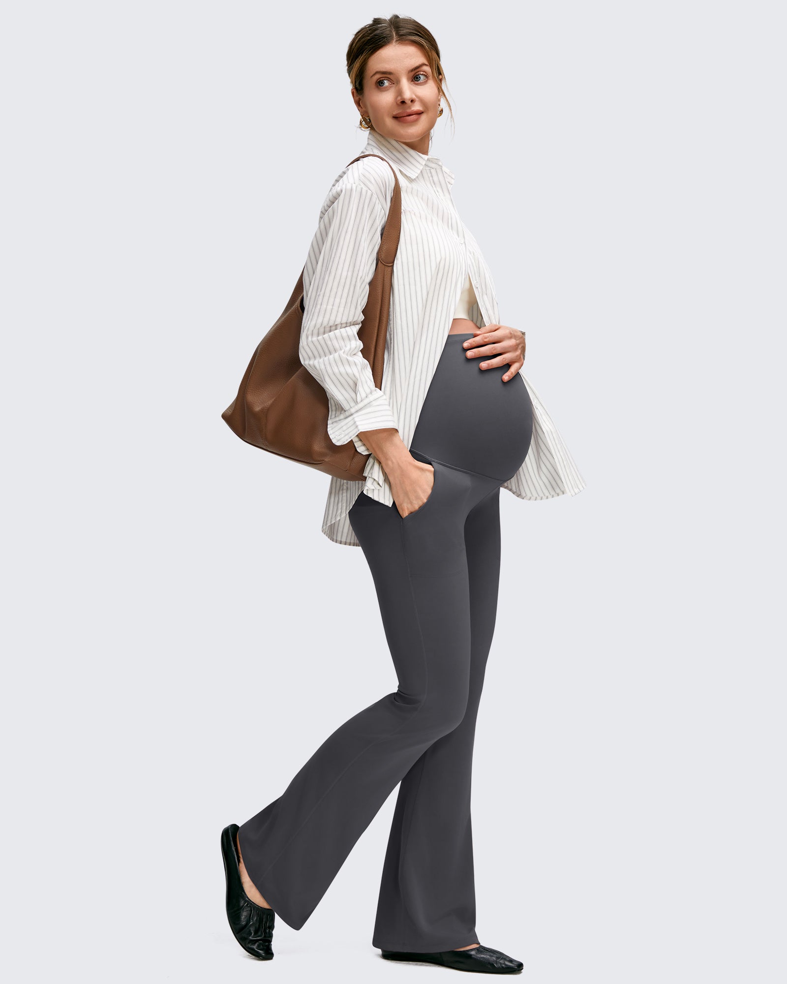 G4Free - BareFeel Maternity Pockets Dress Flare Leggings -GF25AY605AF-XS