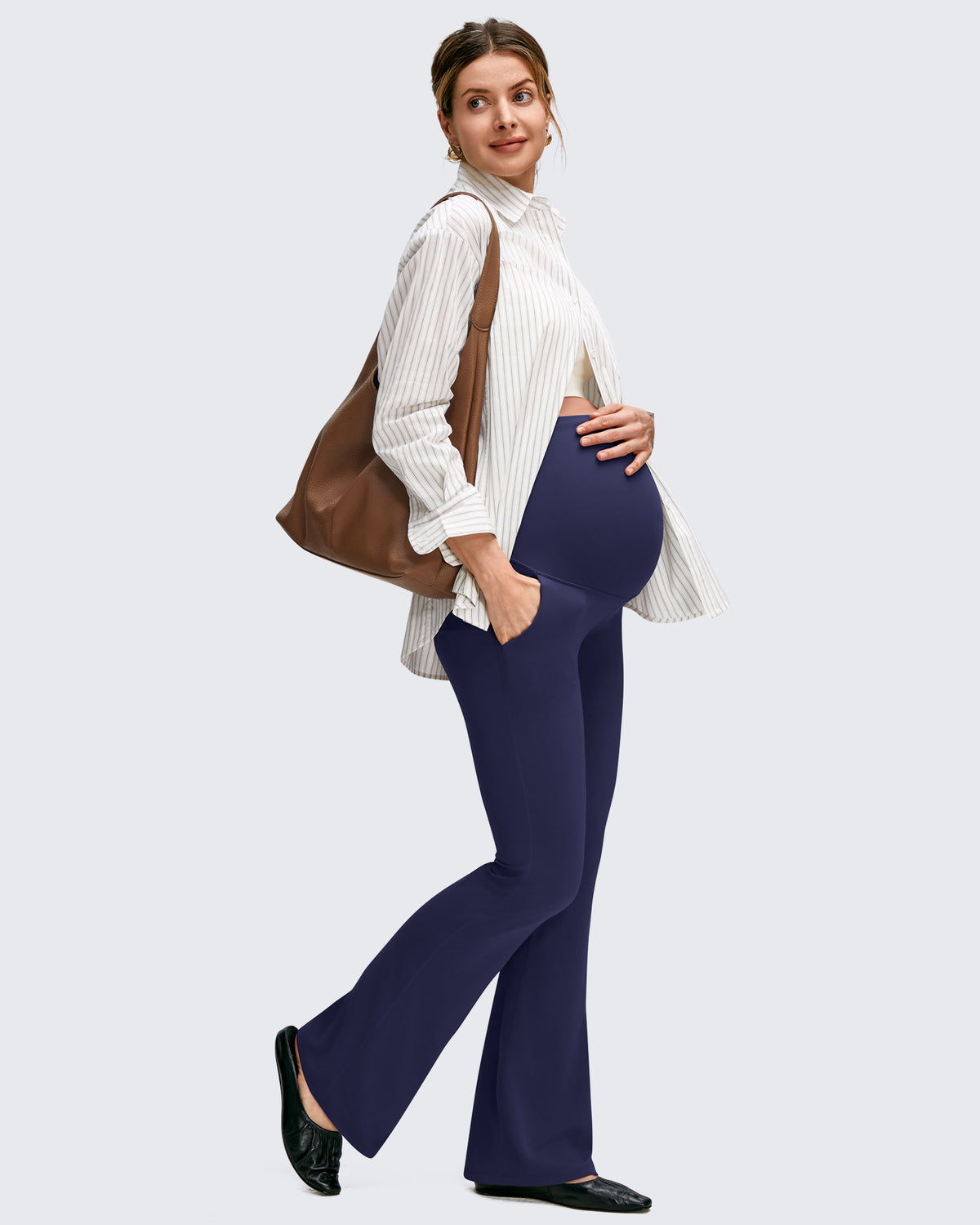 G4Free - BareFeel Maternity Pockets Dress Flare Leggings -GF25AY605AF-XS