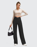 G4Free - BareFeel Side Pleated V Waist Wide Leg Yoga Pants -GF25J596AA-S