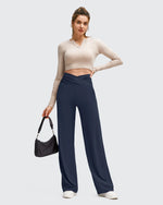 G4Free - BareFeel Side Pleated V Waist Wide Leg Yoga Pants -GF25J596AA-S