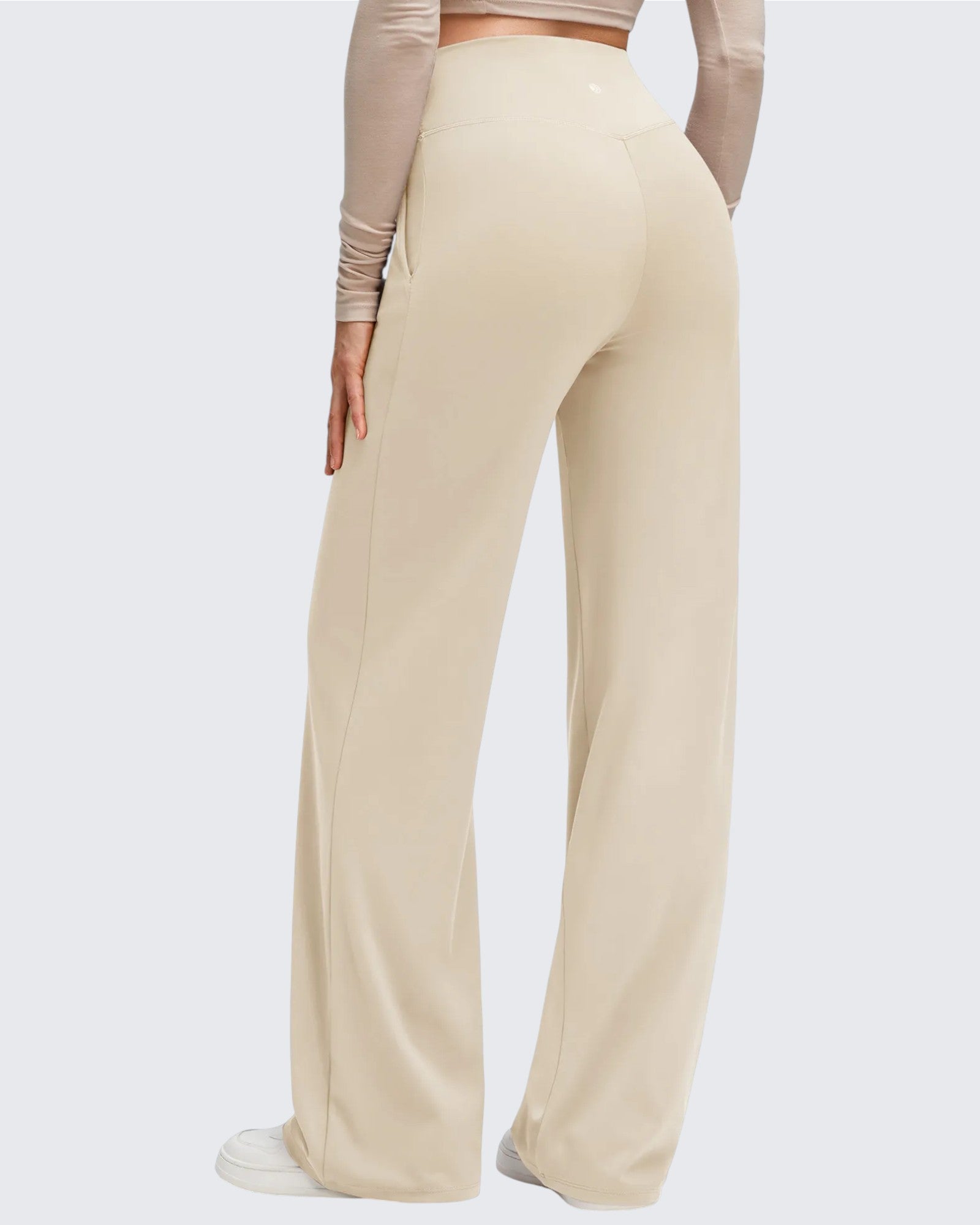 G4Free - BareFeel Side Pleated V Waist Wide Leg Yoga Pants -GF25J596AA-S