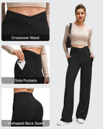 G4Free - BareFeel Side Pleated V Waist Wide Leg Yoga Pants -GF25J596AA-S
