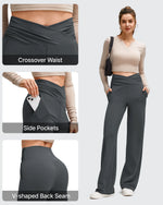 G4Free - BareFeel Side Pleated V Waist Wide Leg Yoga Pants -GF25J596AA-S