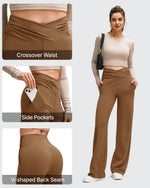G4Free - BareFeel Side Pleated V Waist Wide Leg Yoga Pants -GF25J596AA-S