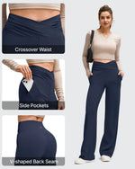 G4Free - BareFeel Side Pleated V Waist Wide Leg Yoga Pants -GF25J596AA-S